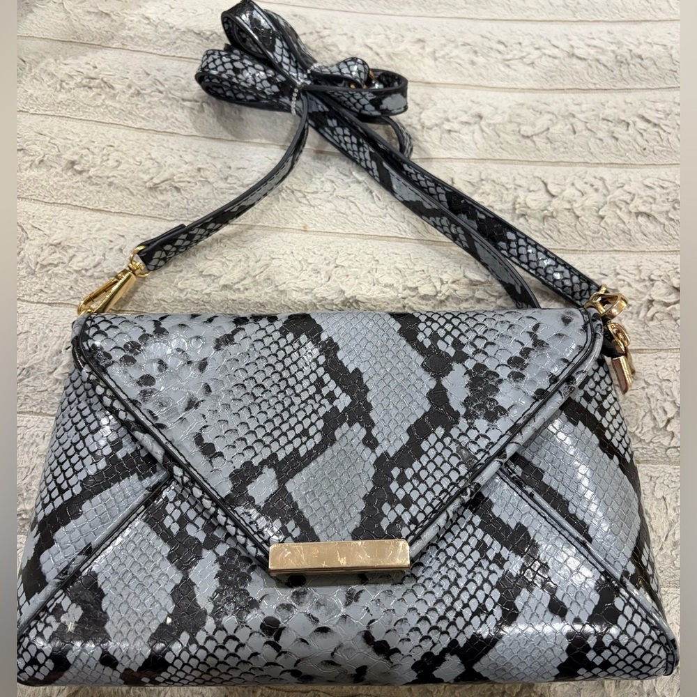 Faux Snakeskin Envelope Crossbody